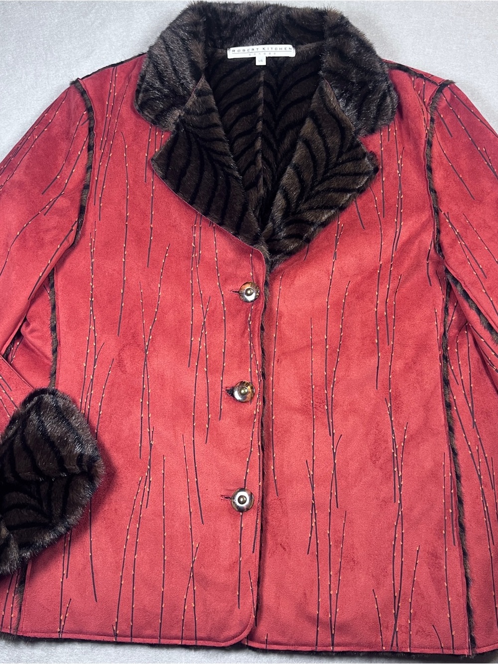 Vintage 90s Robert Kitchen Reversible Faux Fur Jacket L Mob Wife